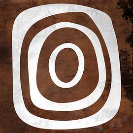 Abstract geometric  circles in grunge rusty brown 3 by Dina Dankers