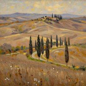 Goldene Toskana – Zypressen am Wegesrand von Kristin M