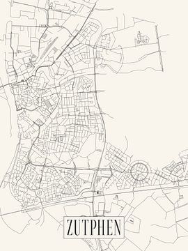 City map Zutphen - City - Light variant - Gelderland Map by Locus Studio