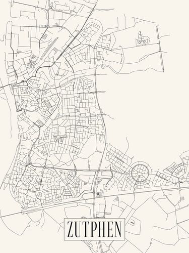 Stadskaart Zutphen - Stad - Lichte variant - Gelderland Plattegrond