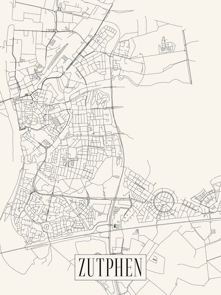 City map Zutphen - City - Light variant - Gelderland Map by Locus Studio