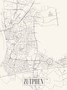 City map Zutphen - City - Light variant - Gelderland Map by Locus Studio thumbnail