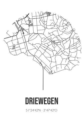 Driewegen (Zeeland) | Landkaart | Zwart-wit