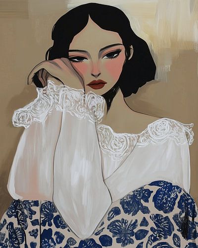 Dentelle mélancolique en bleu de Delft