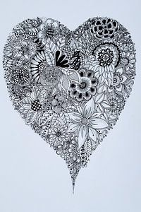 Zentangle Kunst Hart van Anja  Bulté