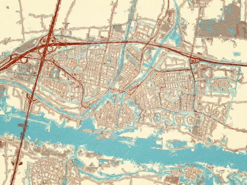 Map of Gorinchem in the style Blue &amp; Cream by De Kaartenwinkel
