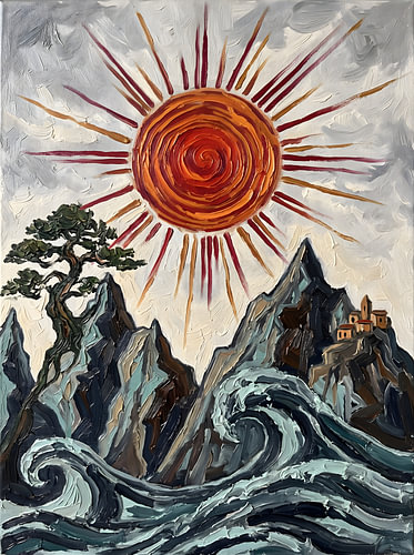 Sun Over Mountain Waves