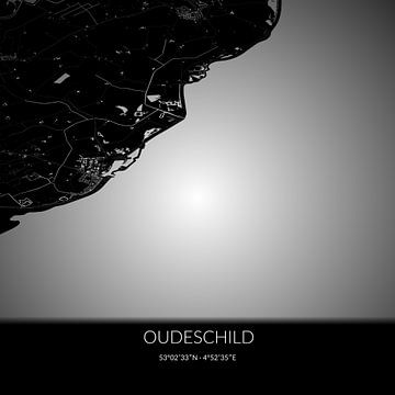 Black-and-white map of Oudeschild, North Holland. by Rezona