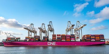 Containerschiff One Hanoi im Hafen von Rotterdam von Sjoerd van der Wal Fotografie