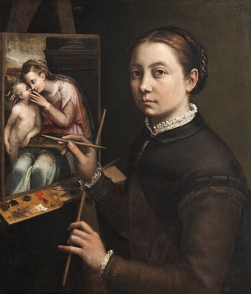 Selbstporträt an der Staffelei, Sofonisba Anguissola von Meisterhafte Meister