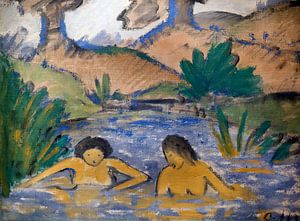 Zwei badende Mädchen, Otto Mueller - 1917