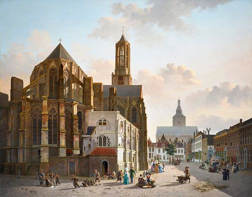 Gezicht op het koor en de toren van de Domkerk in Utrecht, Jan Hendrik Verheijen