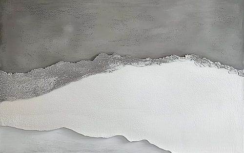 Paysage minimaliste avec des textures rugueuses en gris et blanc
