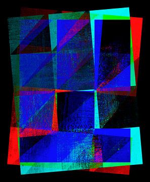 Geometrische Japan Grunge in heldere kleuren van FRESH Fine Art