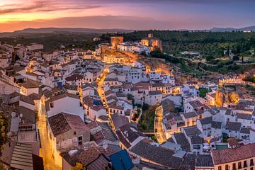 White mountain village in Andalusia in the evening light by Voss photography