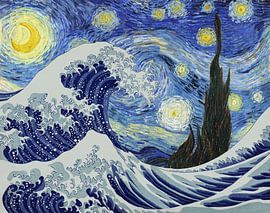 The great wave under the starry night, van Gogh x Hokusai by Masters Revisited
