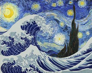 La grande vague sous la nuit étoilée, van Gogh x Hokusai