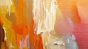 Abstract painting in Pink, Mustard Yellow and Orange -1 by Studio Pieternel