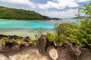 Panoramablick auf eine Bucht auf der Seychelleninsel Mahé