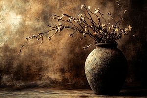 Getrocknete Blumen in rustikaler Vase