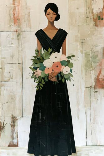 surrealistisch portret vrouw met bloemen