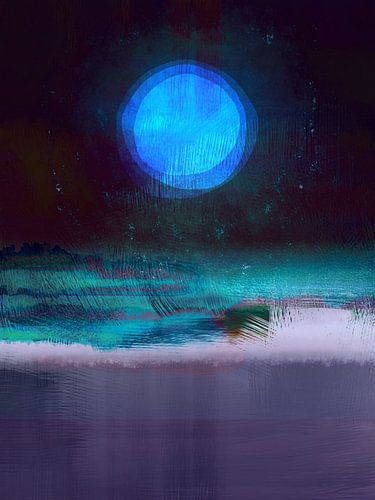 Volle maan op het strand