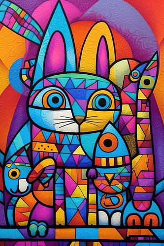 Malerei Bunte Abstrakt | Katze Kaleidoskop