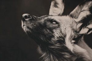 Afrikanischer Wildhund in stillem Licht