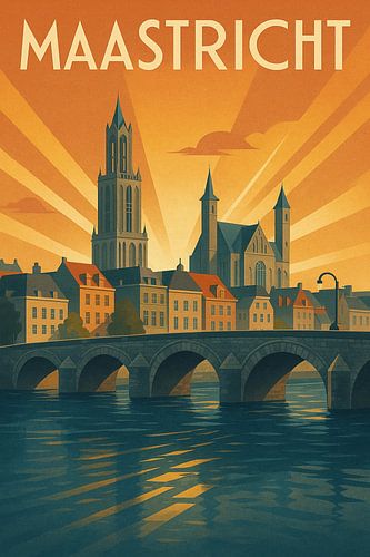 Maastricht Skyline Art Deco Poster - Vintage Wall Art Print