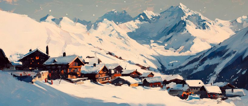 Village de montagne Magie hivernale par Poster Art Shop