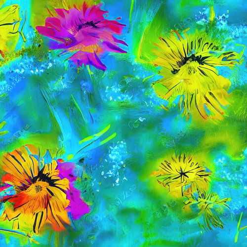 Abstract painting with floral fantasy