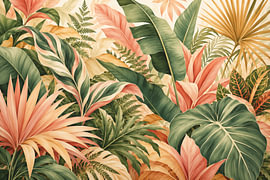 Une opulence tropicale dans des tons pastels chauds sur Rick van de Kraats