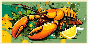 Levendige kreeft met citroenschijfje