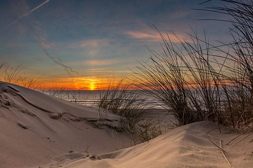 Duinpan paal .. Zonsondergang  Texel