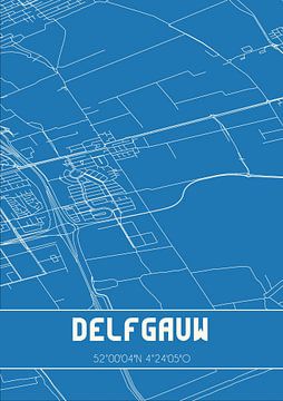Blauwdruk | Landkaart | Delfgauw (Zuid-Holland) van Rezona