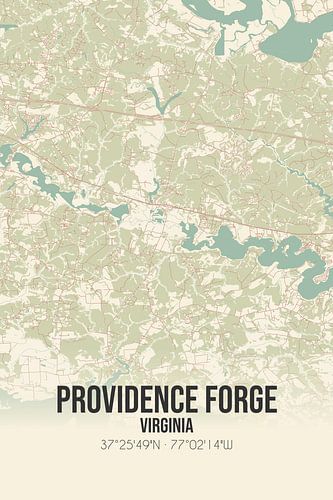 Vintage landkaart van Providence Forge (Virginia), USA.