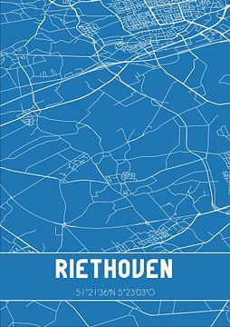 Blauwdruk | Landkaart | Riethoven (Noord-Brabant) van MijnStadsPoster