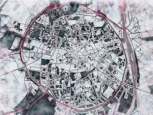 Karte von Leuven centrum im stil 'White winter'