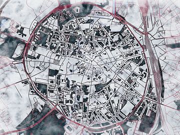Kaart van Leuven centrum in de stijl 'White Winter' van Maporia