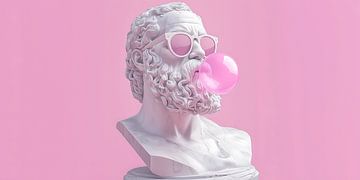Socrates op Standbeeld met Bubblegum en Zonnenbril van Surreal Media