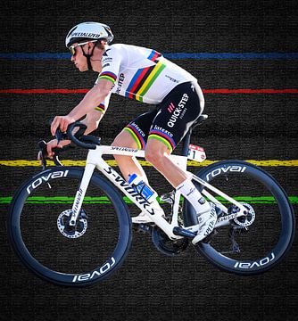 Remco Evenepoel Wereldkampioenenstrepen kunst
