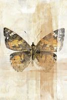 Golden-yellow butterfly - watercolor and mixed media