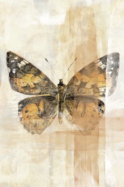 Papillon jaune d'or - aquarelle et techniques mixtes par Emiel de Lange