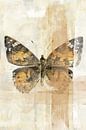 Goudgele vlinder - aquarel en mixed media van Emiel de Lange thumbnail