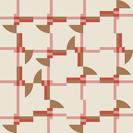 Modern abstract geometric pattern in coral pink, brown and white no.  4 by Dina Dankers