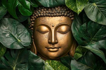 Hidden Buddha among the leaves by Vlindertuin-Art