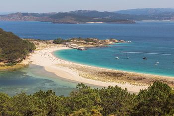 Aerial View of Stunning Landscape in the Cies Islands Natural Pa