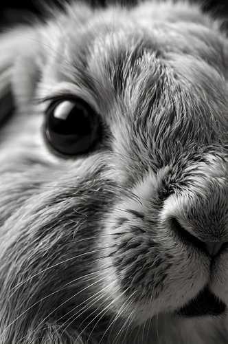 Peinture murale « Lapin noir et blanc » (gros plan)