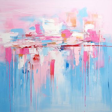 Abstract Roze Spel | Abstracte Kunst Roze van Abstract Schilderij