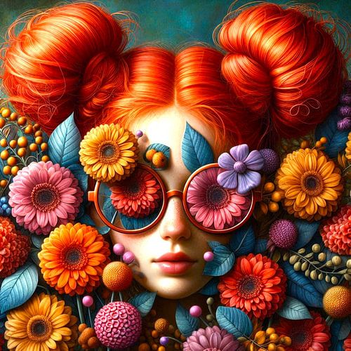 Caché entre les fleurs